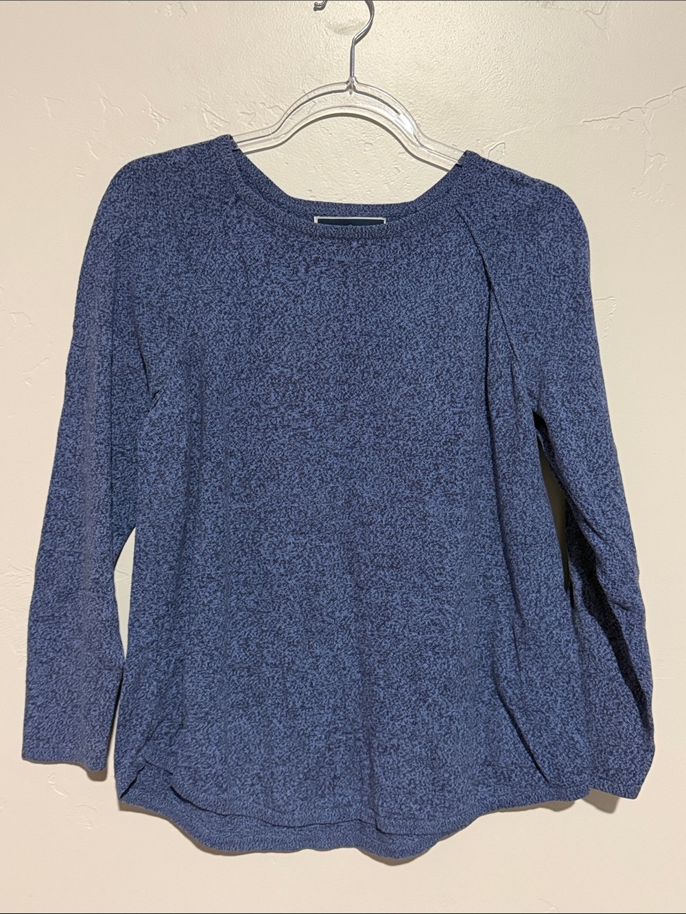 Karen Scott Navy Marled Long Sleeve Knit Top